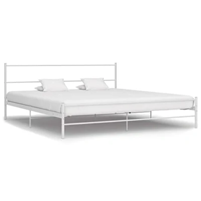Abbildung von vidaXL Bettgestell Zeitloses Design Metallbett Bett Schlafzimmerbett Doppelbett Schlafzimmermöbel Ehebett Bettrahmen Weiß Metall 180x200cm