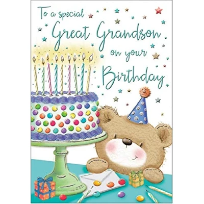 Abbildung von Piccadilly Greetings Regal Publishing C80096 Geburtstagskarte für Enkelsohn, 22,9 x 15,2 cm, Eiche, Schwarz, Gelb, Grau, Blau