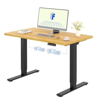 Abbildung von Flexispot E1 Höhenverstellbarer elektrischer Schreibtisch mit Tischplatte, Zwei Wege Teleskop, Speichersteuerung (120 x 80 cm, Ahorn + schwarzer Rahmen)