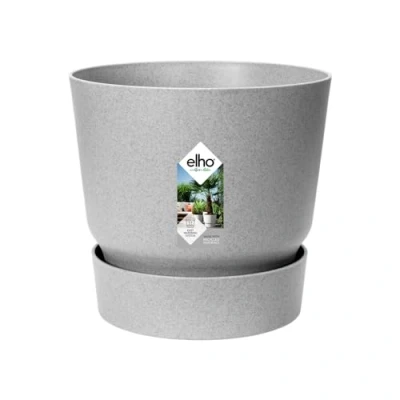 Abbildung von elho Greenville Rund 16 Blumentopf für Innen und Außen Selbstbewässerungstopf 100% Recyceltem Plastik Ø 16.0 x H 15.3 cm Grau/Living Beton