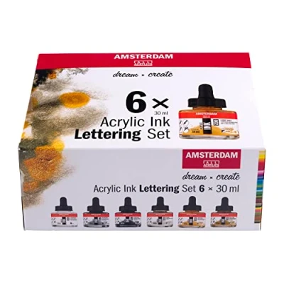 Abbildung von Amsterdam Acryltinte Schriftzug Set 6 x 30 ml