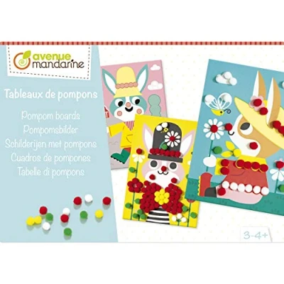 Abbildung von Avenue Mandarine KC122C Kreativset Porträts mit Pompons zum Basteln, ideal ab 3 Jahren , Kaninchen, 1 Set