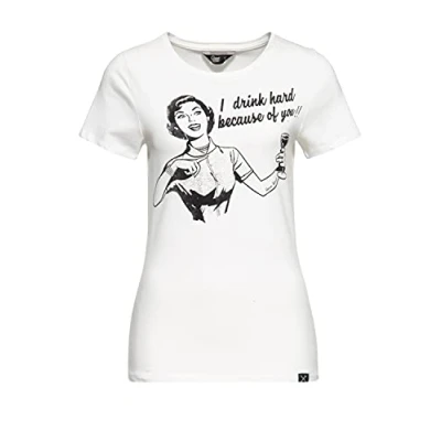 Abbildung von QueenKerosin Kurzarmshirt I drink hard mit Retro Print