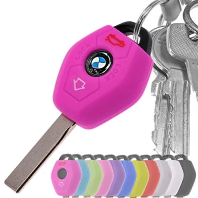 Abbildung von Auto Schlüssel Hülle Silikon Schutz Cover Pink für BMW E46 E83 E52 E85 E86 E39 E61 E60 E53