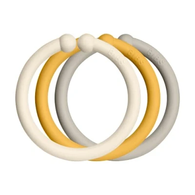 Abbildung von BIBS LOOPS 12er Pack. BPA frei. Lebensmittelecht. 100% frei von BPA, PVC und Phthalaten, Ivory/Honey Bee/Sand