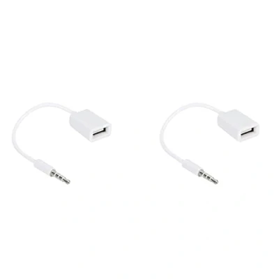 Abbildung von LLKOZN 2Stck 3.5mm Stecker Aux Audio Buchse Auf USB 2.0 Konverter Kabel Auto Mp3