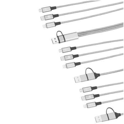 Abbildung von Callstel Mehrfachladekabel: 3er Set 5in1 Schnellladekabel: Micro USB, USB C &amp; Lightning, Textil (Octopus Ladekabel, Ladekabel Mehrfach Adapter, Samsung Galaxy Note 2)