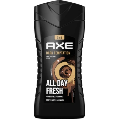 Abbildung von Axe 3 in 1 Duschgel &amp; Shampoo Dark Temptation für ganztägige Frische, unwiderstehlichen Duft und eine angenehme Dusche dermatologisch getestet 250 ml