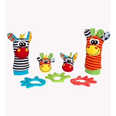 Abbildung von Playgro Geschenkset Dschungelfreunde, 7 teilig, Mit Hand und Fußgelenksrasseln, Ab 0 Monaten, Mehrfarbig, 40190