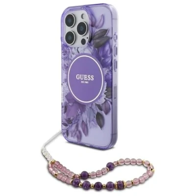 Abbildung von Apple iPhone 16 Pro Max Hülle MagSafe Kunststoff Guess Hard Case/Backcover Handyhülle Lila