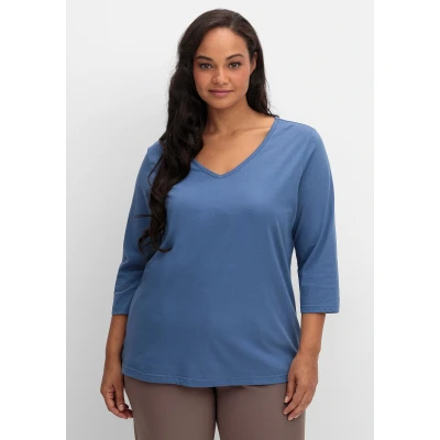 Abbildung von Sheego Langarmshirt, Damen, Größe: 46, Jeansblau