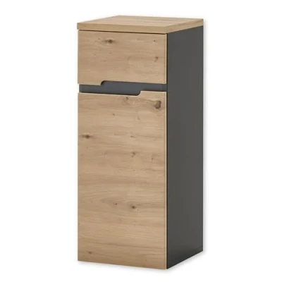 Abbildung von MEMPHIS Badezimmer Kommode schwebend in Artisan Eiche Optik, Grau Badezimmerschrank Bad Schrank mit viel Stauraum 30 x 74 31 cm (B/H/T)