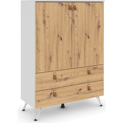 Abbildung von rauch Hochkommode &quot;Homey by Aditio&quot;, mit Grifflaschen in Leder, 2 Schubladen Softclose Funktion