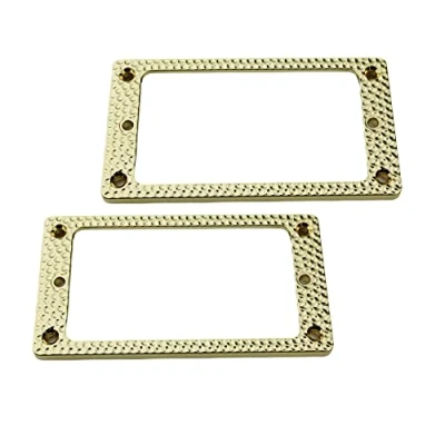 Abbildung von Guyker Flache Humbucker Abdeckung aus Metall, Pickup Montagering Set Steghals Tonabnehmerrahmen, Ersatzteil für E Gitarre oder Präzisions Bass (2 Stück, PR004 Gold)