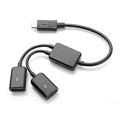 Abbildung von Bolwins H67S USB C auf Dual Adapterkabel, Typ Stecker zu 2 Buchsen, OTG Kabel mit Ports für Laptop, PC, Maus, Stick, Plug &amp; Play