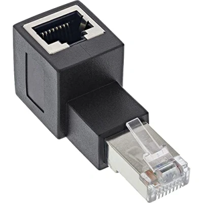 Abbildung von InLine® Patchkabel Adapter Cat.6A, RJ45 Stecker/Buchse, 90 nach Oben gewinkelt
