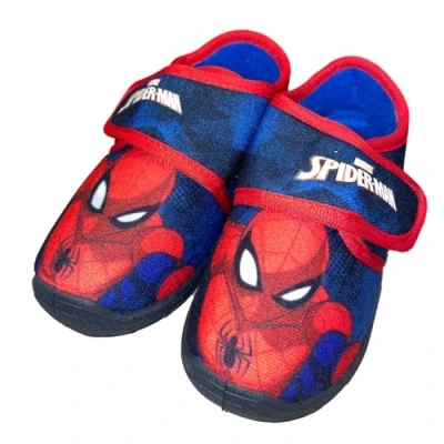 Abbildung von Spiderman Hausschuhe Kinder Junge von 2 bis 8 Jahre, Warme Pantoffeln mit Avengers Motiv 33 EU, Hauspatschen Jungs, Marvel Jungen Klettverschluss ideal fur Kindergarten, Navy