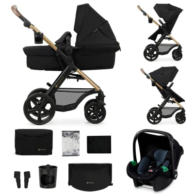 Abbildung von Kinderkraft MOOV2 Kinderwagen 3 in 1 Kinderwagenset bis 26 kg mit Kindersitz I SIZE 40 75 cm, Buggy Funktion, Liegeposition verstellbar, Große ausziehbare Verdeck, Eva Schaum Räder, Schwarz