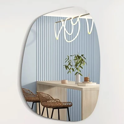 Abbildung von Albatros International Spiegel Designerspiegel Asymmetrisch (60 x 45cm), Wandspiegel Türspiegel, moderne Form Groß Asymmetrischer rahmenlos