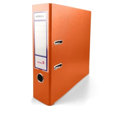 Abbildung von Netuno 1x Akten Ordner Orange DIN a4 Ekobox 2 Ring Mechanik Ringorder 8cm Kunststoff breit Büroordner Plastikordner Briefordner Ringmappe breiter Aktenordner PP farbig