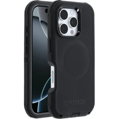 Abbildung von Otterbox Defender Series MagSafe Hülle für iPhone 16 Pro, stoßfest, sturzsicher, extrem robust, Schutzhülle, 7X getestet nach Militärstandard, Schwarz, Keine Einzelhandelsverpackung