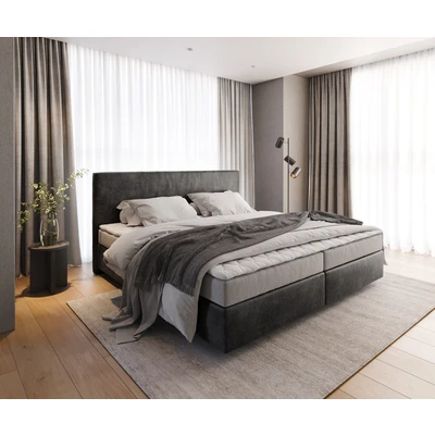 Abbildung von DELIFE Boxspringbett Dream Well, Mikrofaser Anthrazit Vintage 200x200 cm Bonell Matratze PU Topper