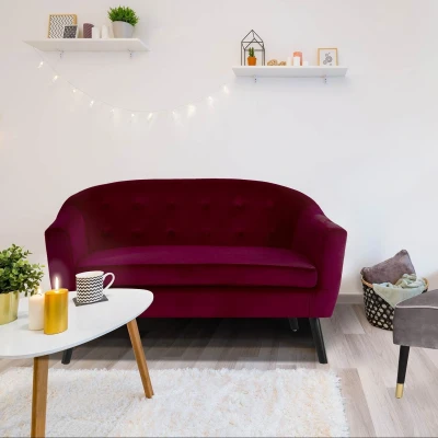 Abbildung von Savoy Skandinavisches 2 Sitzer Sofa mit Samtbezug Weinrot Menzzo
