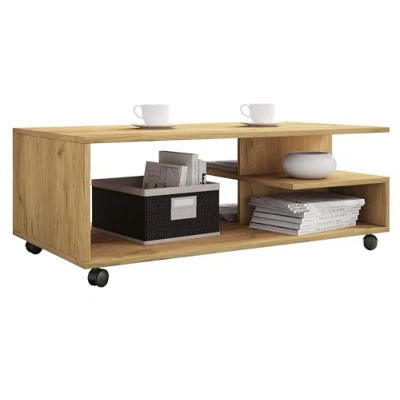 Abbildung von VCM Couchtisch Holz Sofatisch Rollen rollbar Stango XL