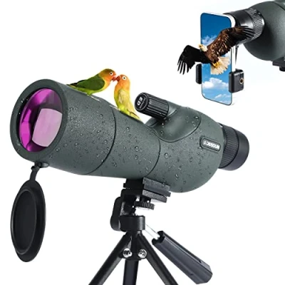 Abbildung von 25 75X Spektiv, Jagd Spektiv für das Schießen Ziele, Teleskope Wasserdichtes Zielfernrohr mit BAK4 Prisma Stativ Telefon Adapter Tragetasche, Zielschießen Vogelbeobachtung Wildtiere (60G)