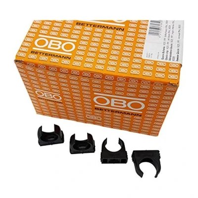 Abbildung von 100x OBO Bettermann M20 Quick Schellen Klemmschelle Rohrschelle anreihbar tiefschwarz 20mm 100 Stück