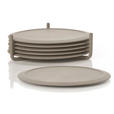 Abbildung von Zone Denmark Singles Glasuntersetzer mit Halter taupe Set6