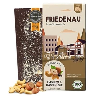 Abbildung von FRIEDENAU Cashew und Haselnüsse Schokolade / Bio &amp; Fairtrade Kakao Berliner Stadtteil Tafel, 80g