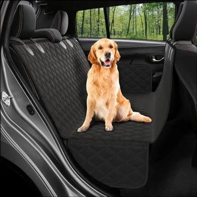Abbildung von Strex Hundedecke für Auto Rückbank und Kofferraum Schwarz 137 x 147 cm Schutzhülle Autorücksitz inkl. Hundeleine Aufbewahrungstasche