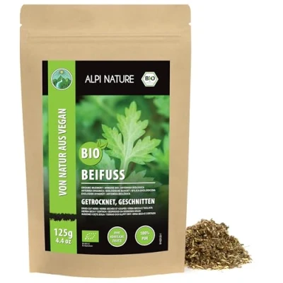 Abbildung von Bio Beifuss geschnitten (125g), Beifuß getrocknet, aus kontrolliert biologischem Anbau, 100% natürlich, ohne Zusätze, Beifusskraut