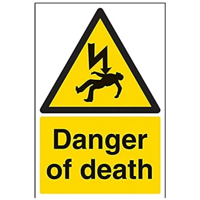 Abbildung von vsafety Schilder 68027 au r &quot;Danger of death&quot; Achtung Elektrische Zeichen, 1 mm starrer Kunststoff, Portrait, 200 x 300 mm, schwarz/gelb