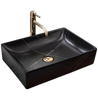Abbildung von wohnwerk.idee Aufsatzwaschbecken Waschbecken Marmor Schwarz Matt 51x34,5cm Inga Marble Black