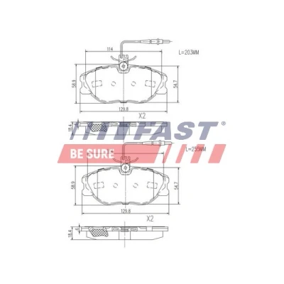 Abbildung von FAST FT29054 Bremsbelagsatz Vorderachse mit integriertem Verschleißsensor CITROËN: Jumpy I MPV, Evasion, Kastenwagen