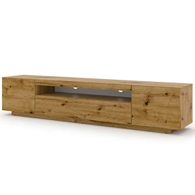 Abbildung von BIM Furniture Lowboard TV Schrank Aura 200 cm Hängend oder Stehen universal Unterschrank Fernsehschrank Board Sideboard HiFi Tisch Hängender (Artisan Eiche ohne LED)