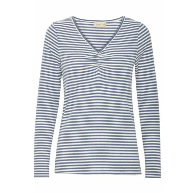 Abbildung von Fransa TEE Langarmshirt, Damen, Größe: Large, Vintage indigo mix