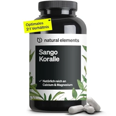 Abbildung von Sango Meereskoralle 180 Kapseln 660 mg Calcium 330 Magnesium Natürliche und Magnesiumquelle laborgeprüft, ohne Magnesiumstearat, hochdosiert St