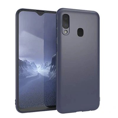 Abbildung von EAZY CASE Handyhülle Silikon mit Kameraschutz kompatibel Samsung Galaxy A20e in Navy Blau, Ultra dünn, Slimcover, Silikonhülle, Hülle, Softcase, Backcover