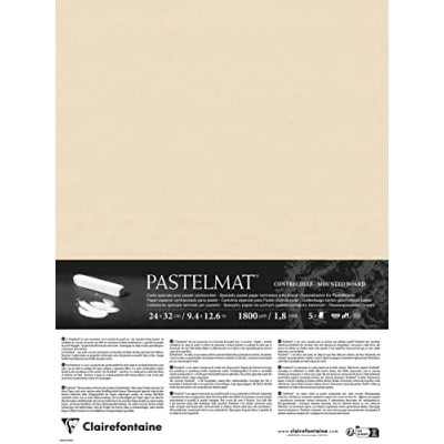 Abbildung von Clairefontaine 796023C Packung mit 5 Bogen Pastelmat kaschiert, DIN A4+, 24x32cm, praktisch und sicher, 360g, Maisgelb, 1 Pack