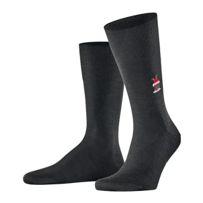 Abbildung von FALKE Herren Socken Airport M SO Wolle Baumwolle einfarbig 1 Paar, Schwarz (Black 3000) Santa Chimney, 45 46