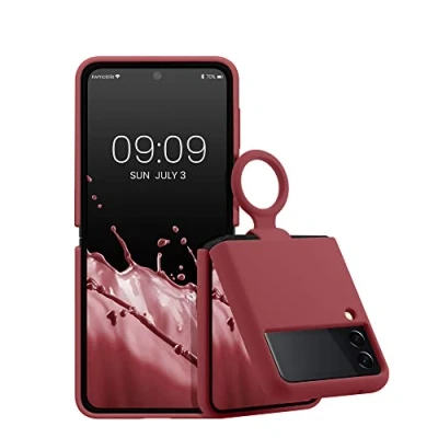 Abbildung von kwmobile Flip Soft Case kompatibel mit Samsung Galaxy Z 3 5G Silikon Hülle für Foldable Handy Handyhülle in Dark Rose