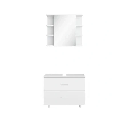 Abbildung von Vicco Badmöbel Set Ilias, Weiß, 2 Teile, Unterschrank 80 cm, (2 er Set, St., Set)