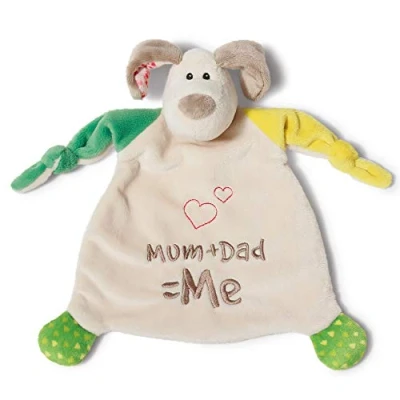 Abbildung von NICI Schmusetuch My First Kollektion, Hund Fino, Mum+Dad=Me, mit aufgestickten Augen