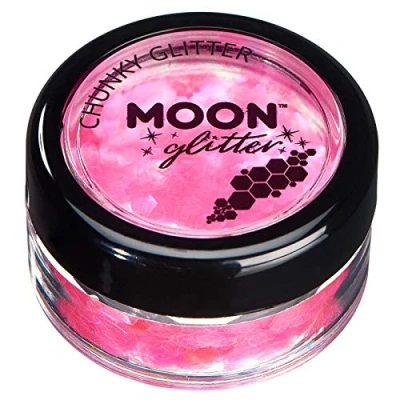 Abbildung von Schillernder grober Glitzer von Moon Glitter 100% kosmetische für Gesicht, Körper, Nägel, Haare und Lippen 3g Rosa