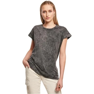 Abbildung von Build Your Brand Damen BY053 Ladies Acid Washed Extended Shoulder Tee T Shirt, Darkgrey White, M