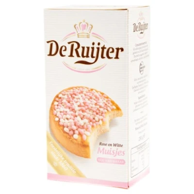Abbildung von De Ruijter rosa weiße Streusel, Flocken / Rose en Witte Muisjes