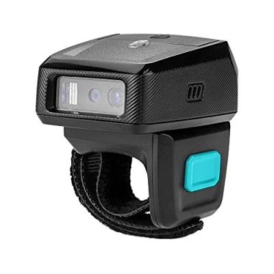 Abbildung von NETUM Mini Wireless 2D Ring Barcode Scanner Bluetooth, tragbarer Barcodeleser mit Ladestation und integriertem Speicher, schnelles präzises Scannen RS9000